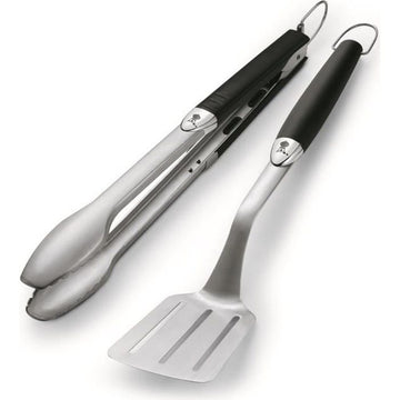 WEBER Premium Barbecue Kookgerei Set - Compacte Afmetingen - RVS - 2 Stukken - Zwart