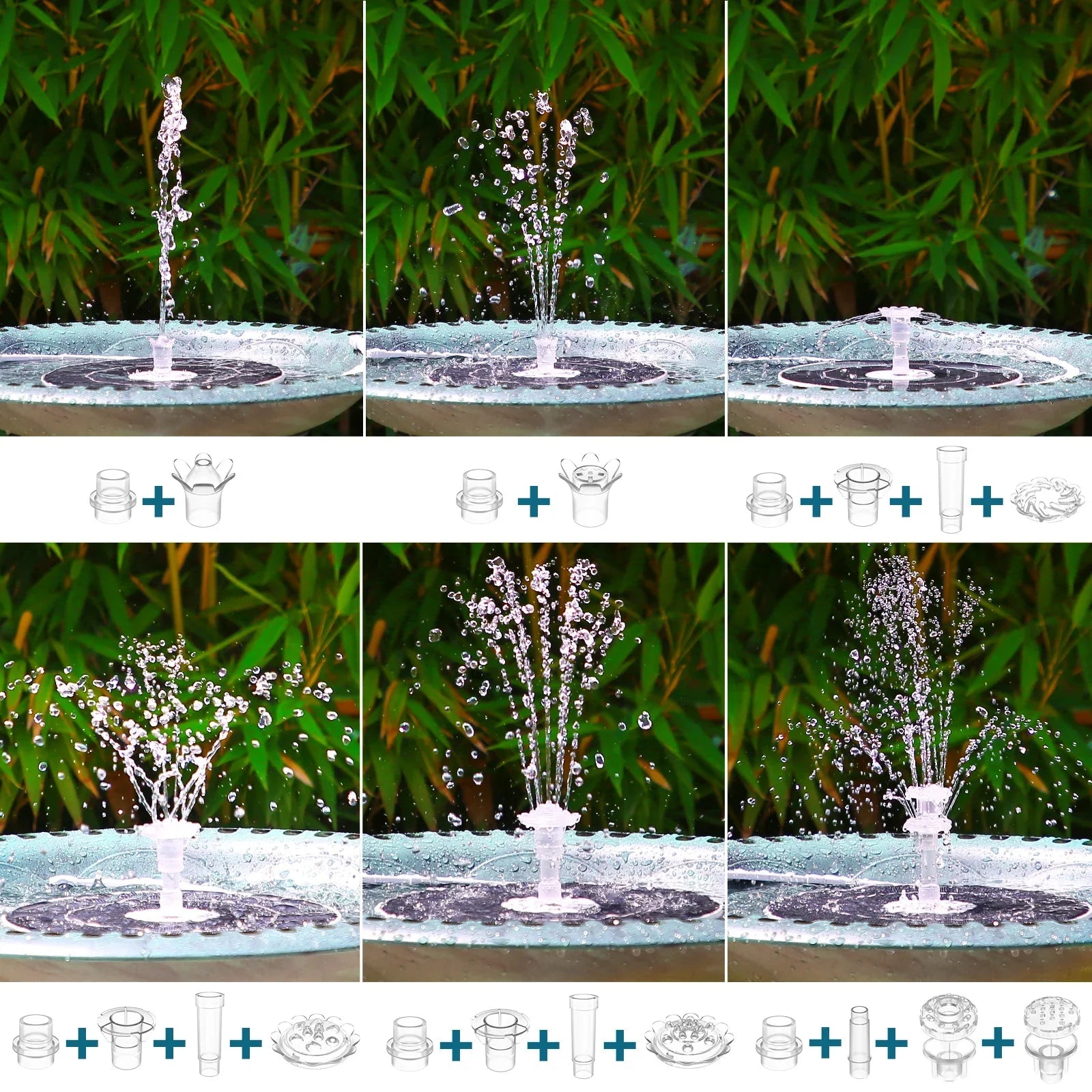 AquaGlow Fountain | Solar Springbrunnen mit LED-Beleuchtung | 16 Düsen & 5000mAh Akku 5