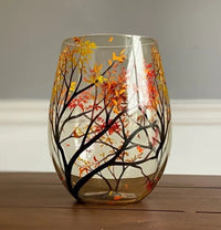 Four Seasons Tree Wine Glasses - Hand Painted Art 12
