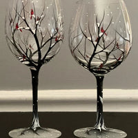 Four Seasons Tree Wine Glasses - Hand Painted Art 13