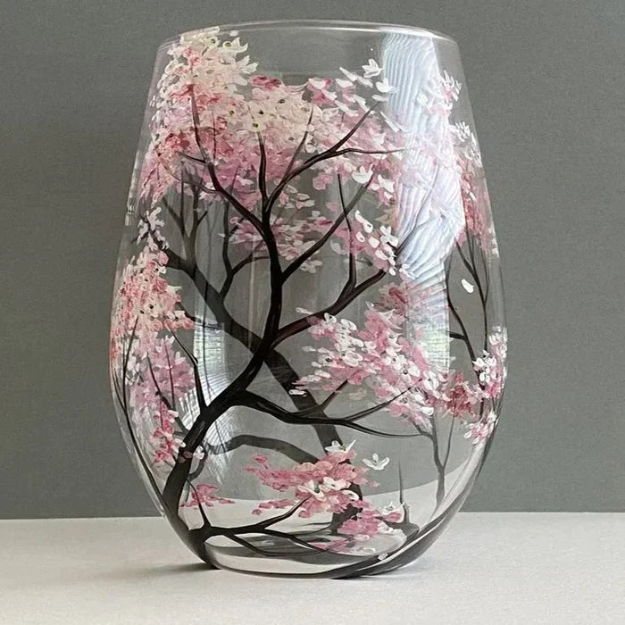Four Seasons Tree Wine Glasses - Hand Painted Art 2