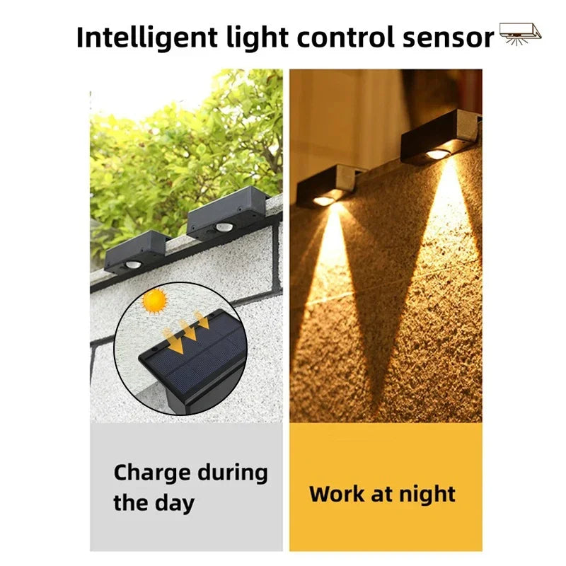 LumiGlow Solar-Wandleuchte | 3 Lichtmodi | IP65 Wasserdicht & Wetterfest 2