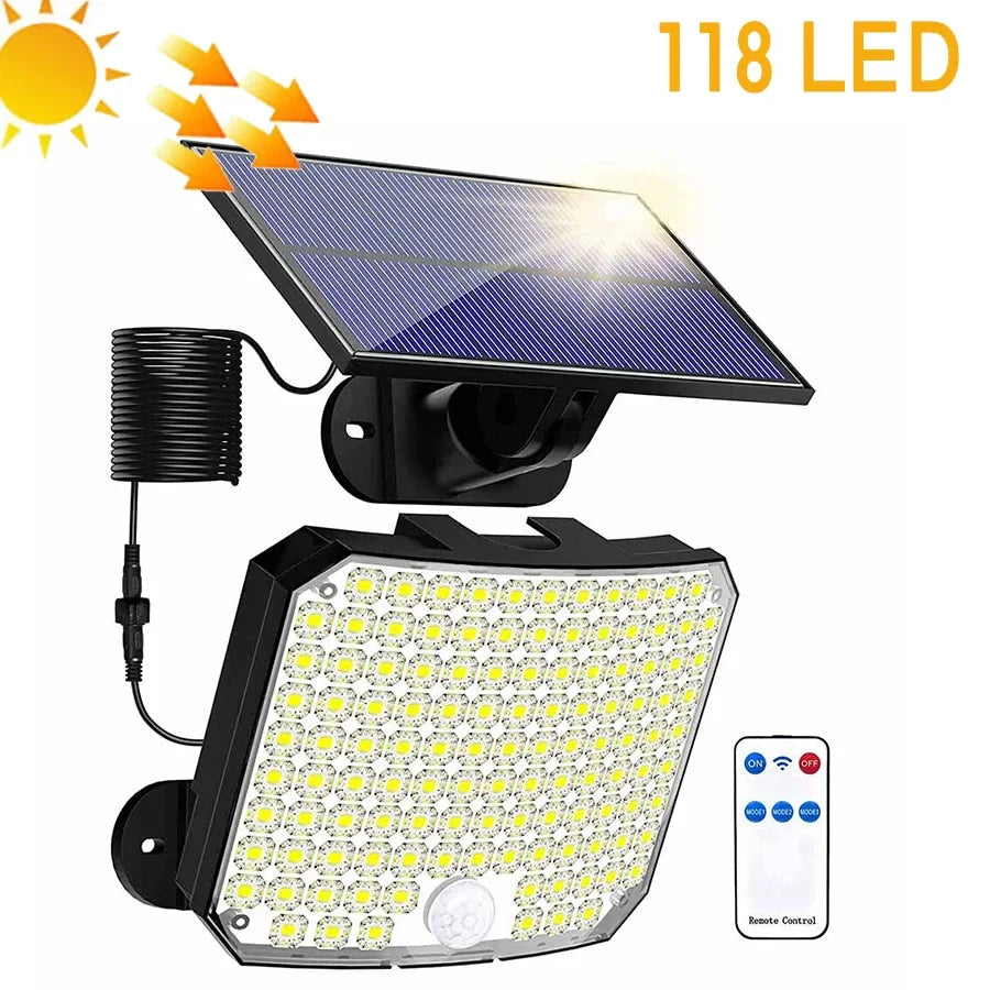LumoPower Solarleuchte | 192 LEDs | Bewegungsmelder & Fernbedienung | Wetterfest & Flexibel 1