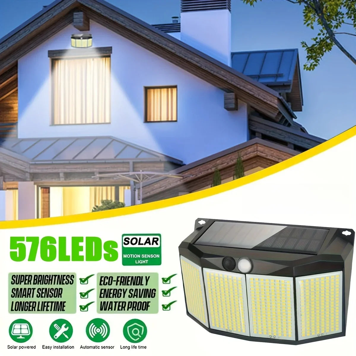 SolarMax | LED Strahler Außen | 576 LEDs Bewegungssensor | IP65 Solar Flutlicht 7
