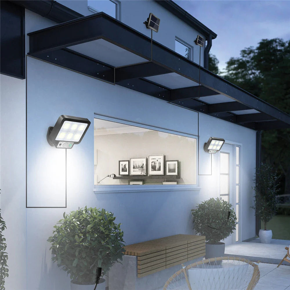SolaraMax Solar-Wandleuchte | 72 COB-LEDs | 3 Leuchtmodi | 1000 Lumen | IP65 Wasserfest 0