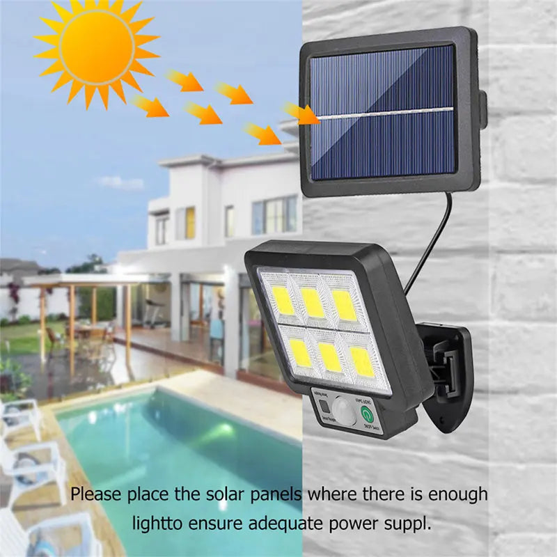 SolaraMax Solar-Wandleuchte | 72 COB-LEDs | 3 Leuchtmodi | 1000 Lumen | IP65 Wasserfest 3