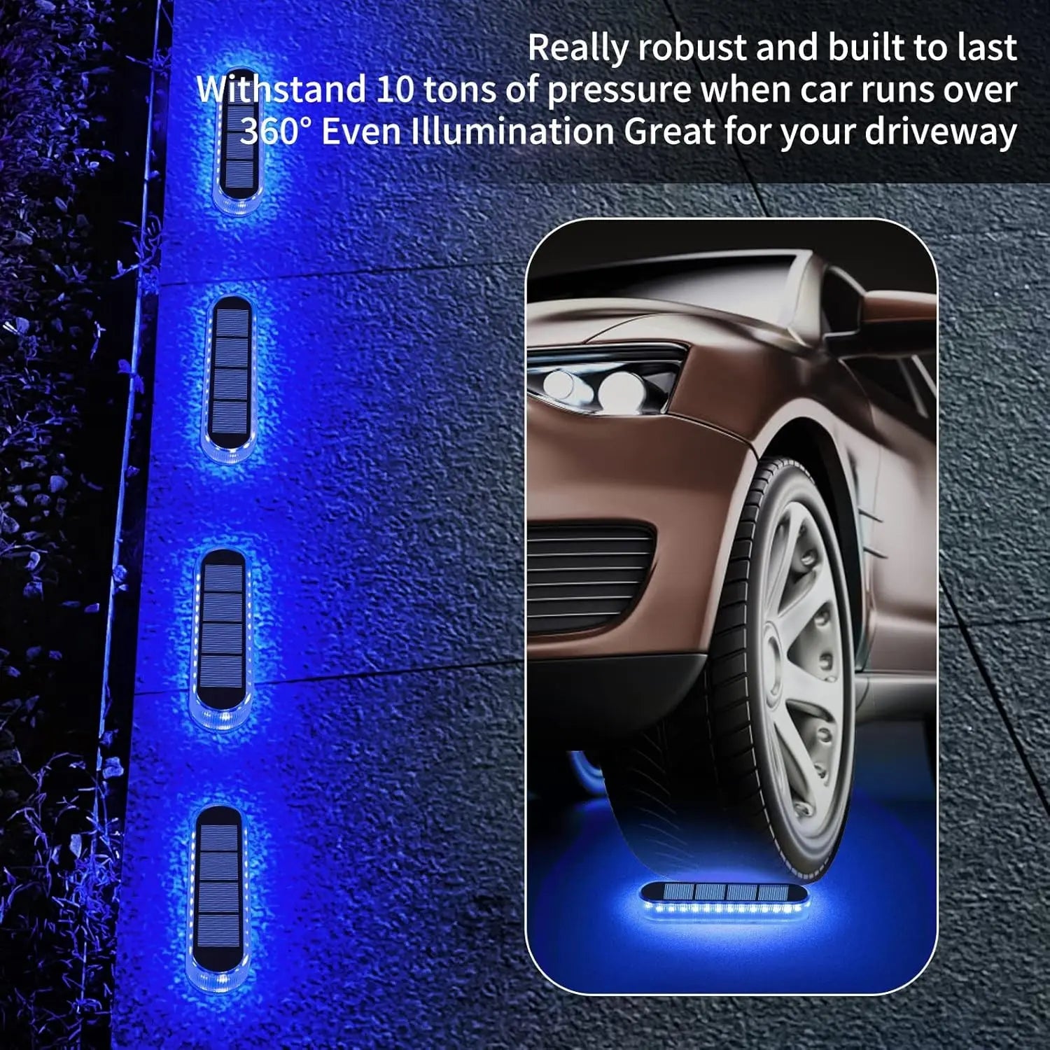 Stellora Solarlicht | 360° LED Stufenbeleuchtung | IP68 | Warm-/Kaltweiß/Blau | 10h Laufzeit 6