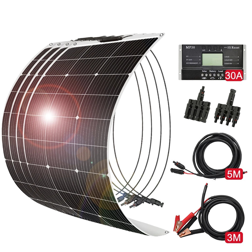 Flexibel Zonnepaneel, Waterdicht, 12V Zonnebatterijpakket