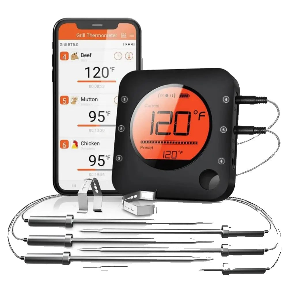 Bluetooth-vleesthermometer, slimme draadloze connectiviteit, 6 sondes