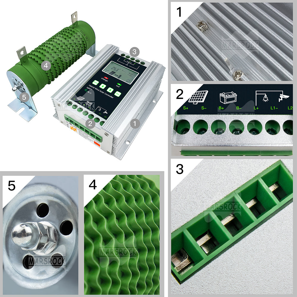 Hybride Zwarte Controller, 1400W Vermogensuitvoer, Compatibel met Windturbines en PV Batterijen