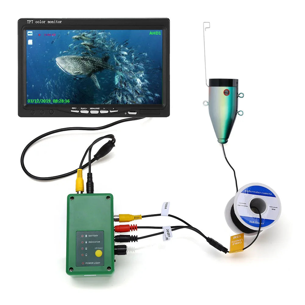 Onderwater viscamera, 7 inch HD1080P camera, infraroodlamp visvinder