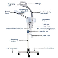 Gezichtsstomer, 5X Vergrotende Lamp, Ozone Nano Ionic Technologie