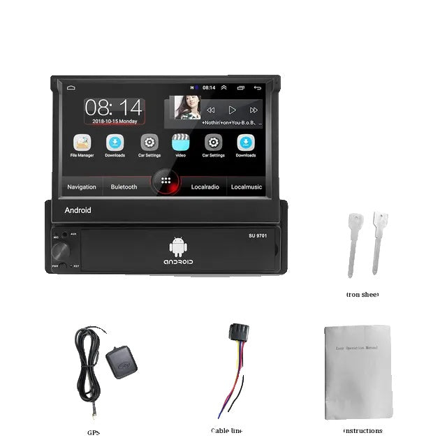 Android Auto Radio, 7 Inch Uitschuifbaar Touchscreen, GPS