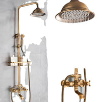 Badkamer Douche Set, Antiek Messing, Muurbevestigd