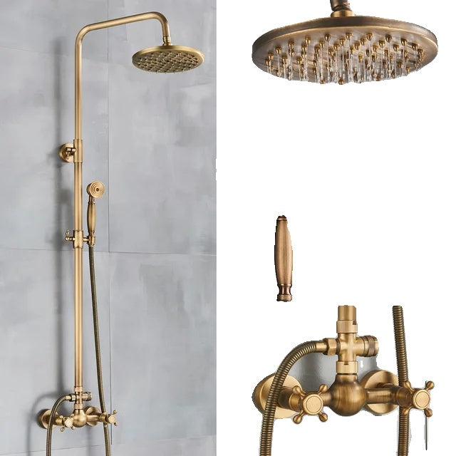 Badkamer Douche Set, Antiek Messing, Muurbevestigd