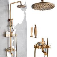 Badkamer Douche Set, Antiek Messing, Muurbevestigd