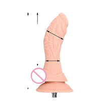 Seksmachine opzetstuk, VAC-U-Lock, grote zwarte en vleeskleurige dildo's.