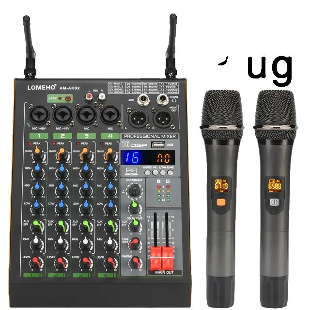 Audio mixer, UHF draadloze microfoon, USB Bluetooth