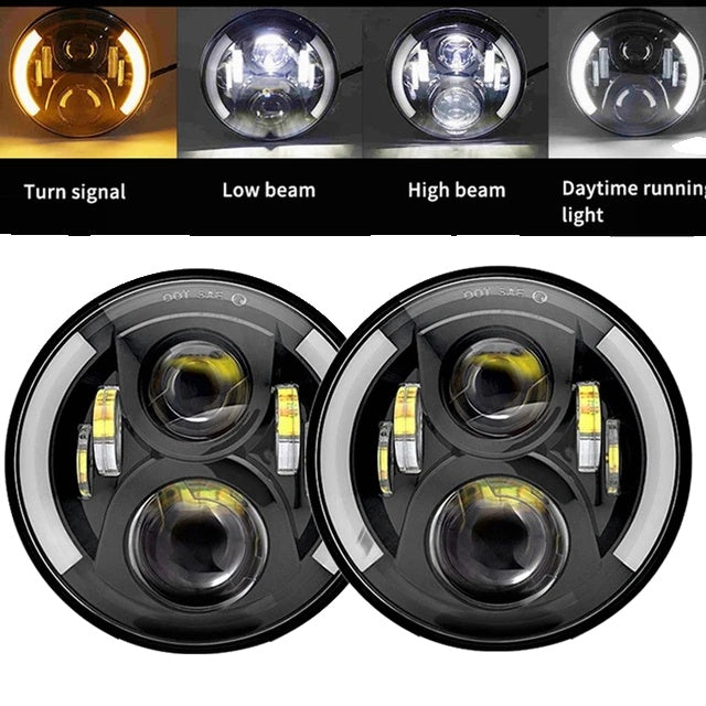 Jeep Wrangler LED Koplampen, 7 Inch, Groot/Laag Licht