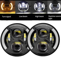 Jeep Wrangler LED Koplampen, 7 Inch, Groot/Laag Licht