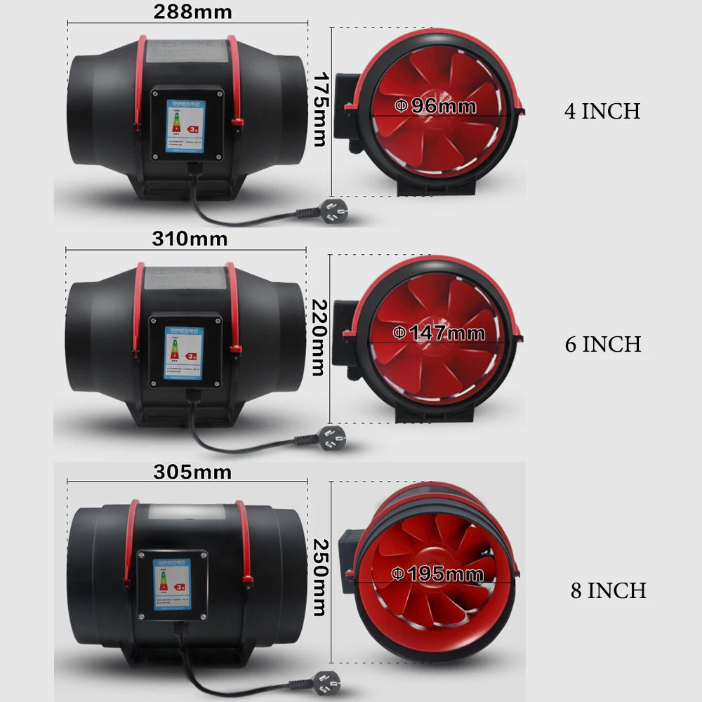 Duct Fan Kit, Afstandsbediening Snelheidsregelaar Schakelaar, Koolstoffilter