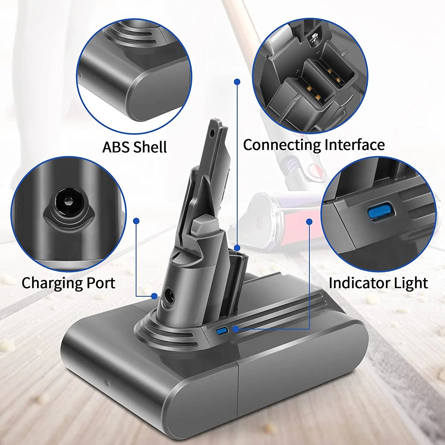 Dyson V6 V7 V8 V10 Batterijvervanging, 6000mAh, Stofzuiger Batterij