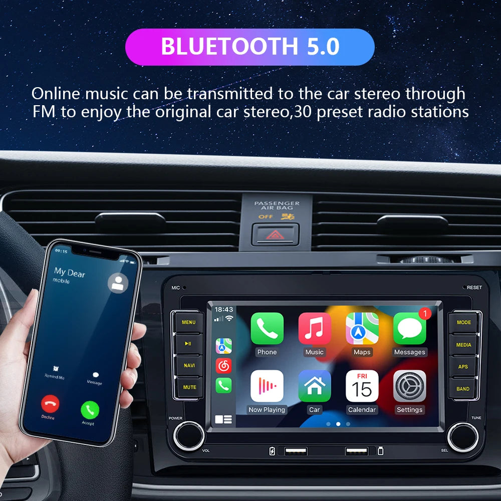 Auto Radio, Draadloze CarPlay, Android Auto