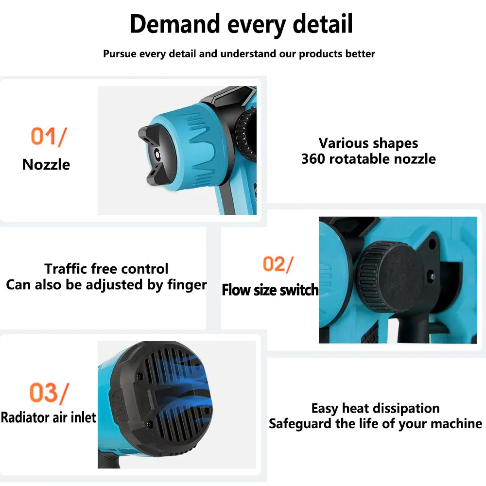 Draadloze Elektrische Verfspuit, Draagbaar, Compatibel met Makita 18V Batterij