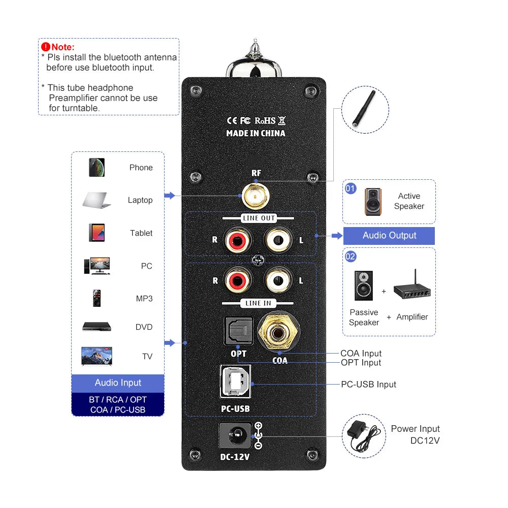 Bluetooth Buis Voorversterker, Buis ontwerp, Bluetooth 50 connectiviteit