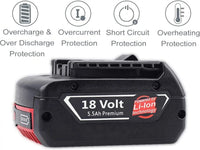 Bosch 18V Lithium Ion Batterij, 5500mAh, Vervanging