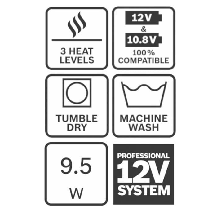 GHH 12 verwarmingsjas (zonder batterij of oplader) + 18V XA + GAA 12V-21 maat L bosch