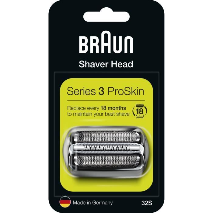 Braun Spare Part 32S Silver Razor - Compatible with Series 3 razors