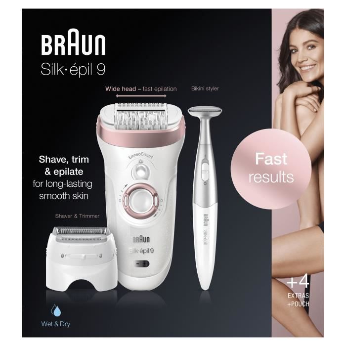 Braun Silk-epil 9 9-890 Wireless Epilator white-pink gold with precision razor