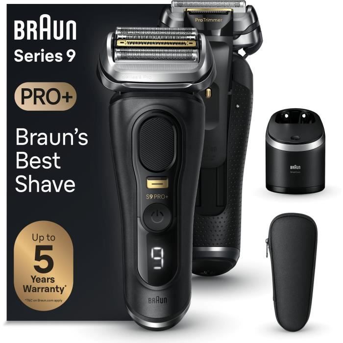 BRAUN Electric Shaver - Series 9 PRO+ 9560cc - 5 Shaving Elements, Integrated Precision Trimmer, SmartCare Station, Waterproof