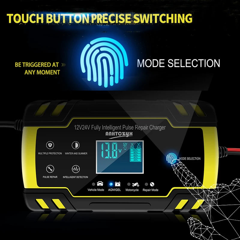 Auto Acculader, 8A Snellader, LCD Display