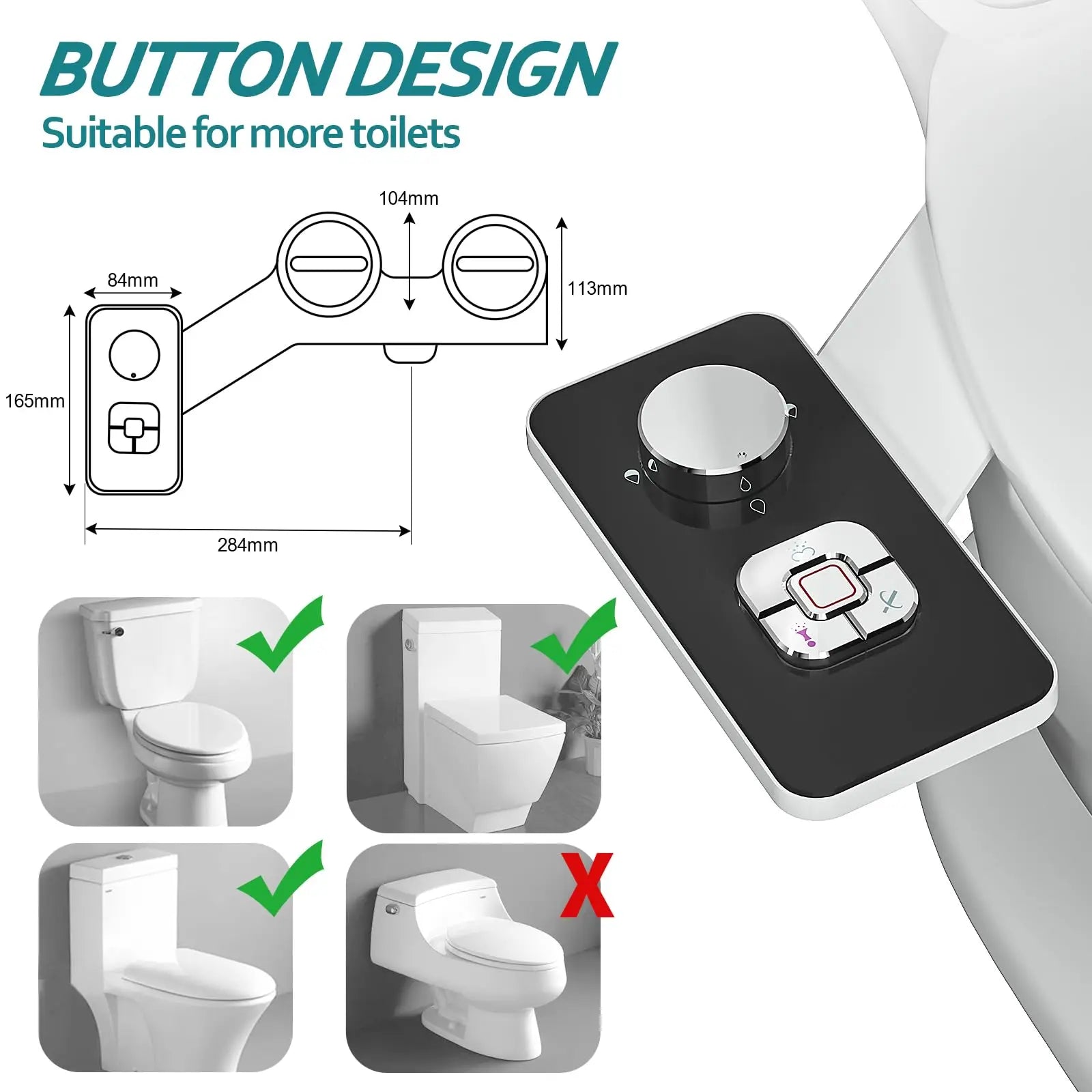 Bidet Toilet Seat Attachment, Niet-elektrisch, Zelfreinigend, Dubbele Sproeiers