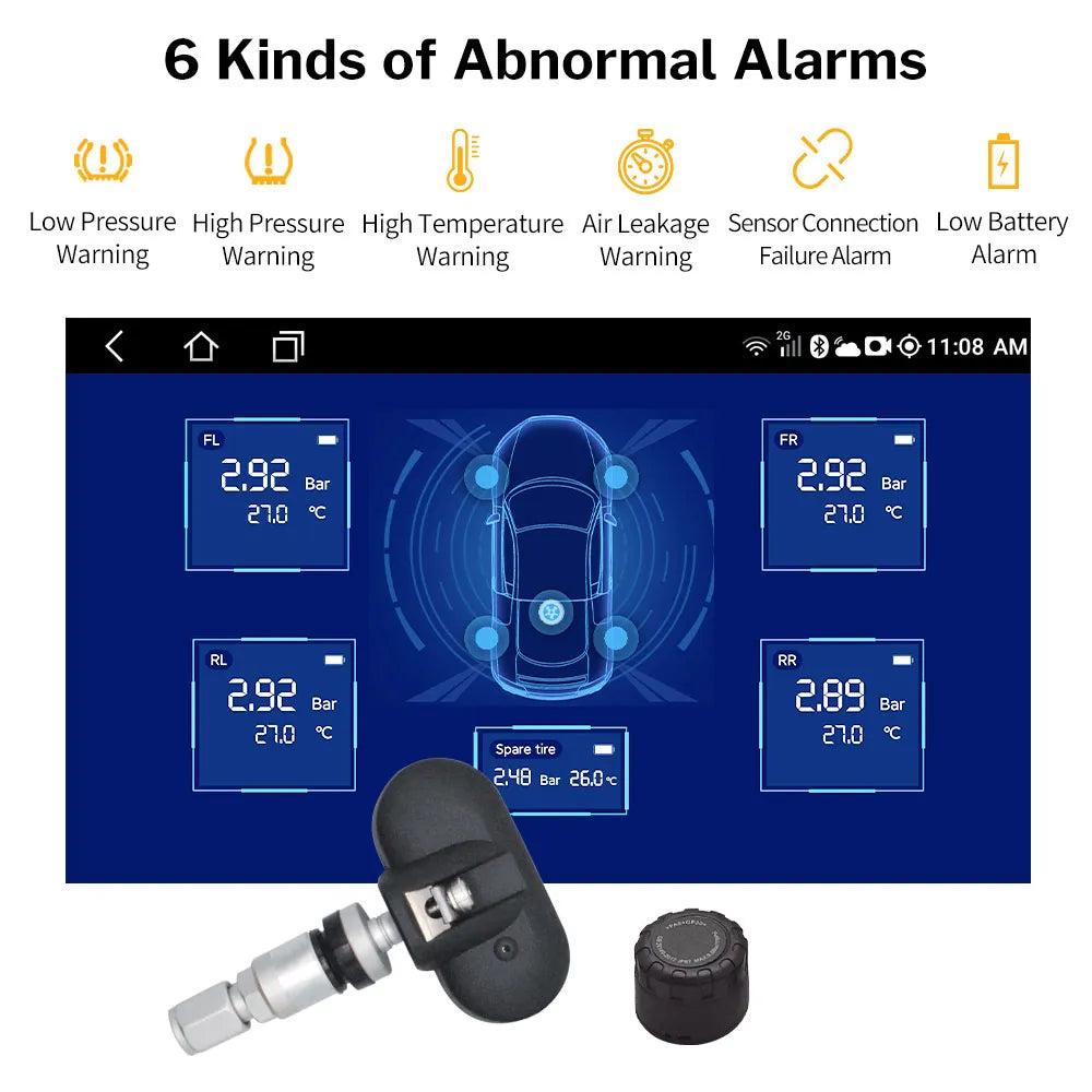 Bandenspanningscontrolesysteem, compatibel met Android iOS Bluetooth, TMPS-sensor BLE-besturing.