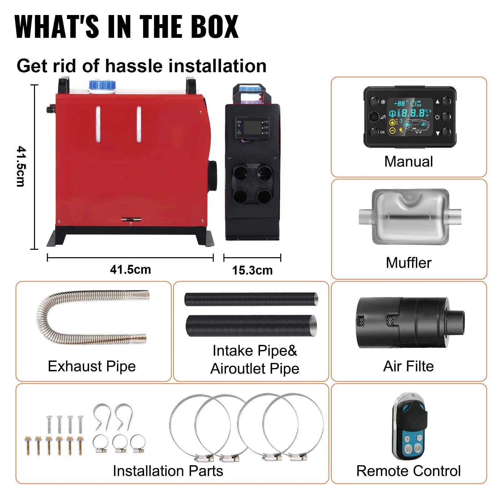 Diesel Luchtverwarmer, 12V/24V, Alles-in-één Autoverwarmer