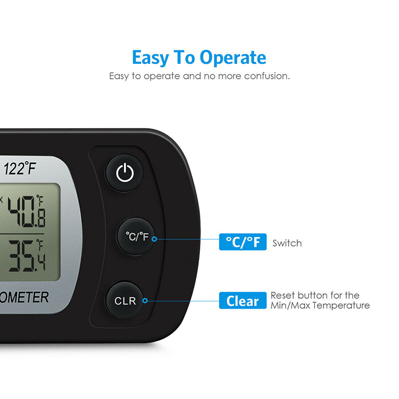 Digitale waterdichte thermometer - groot scherm, hangende koelkast met