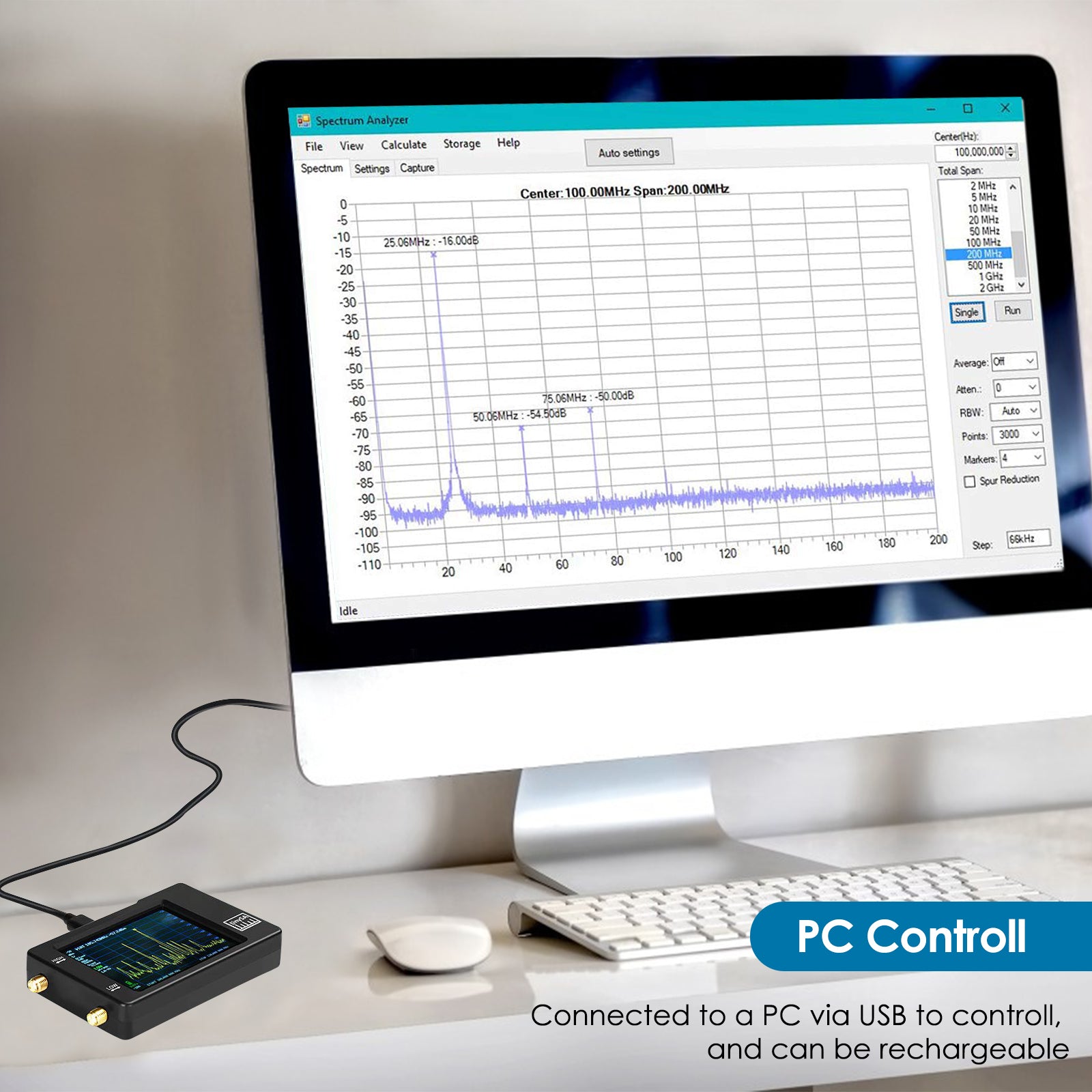 Spectrum Analyzer, Compact en Draagbaar, Breed Frequentiebereik