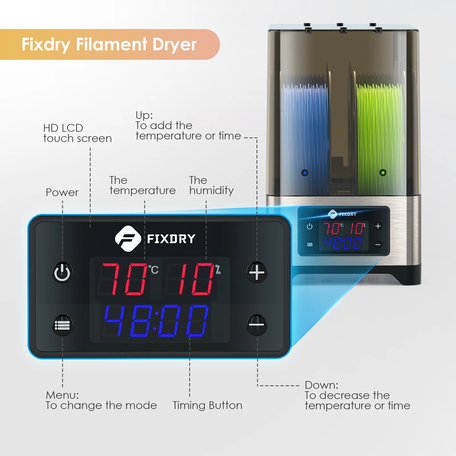 Filament Droogkast, Ventilator, 110W PTC Verwarmer