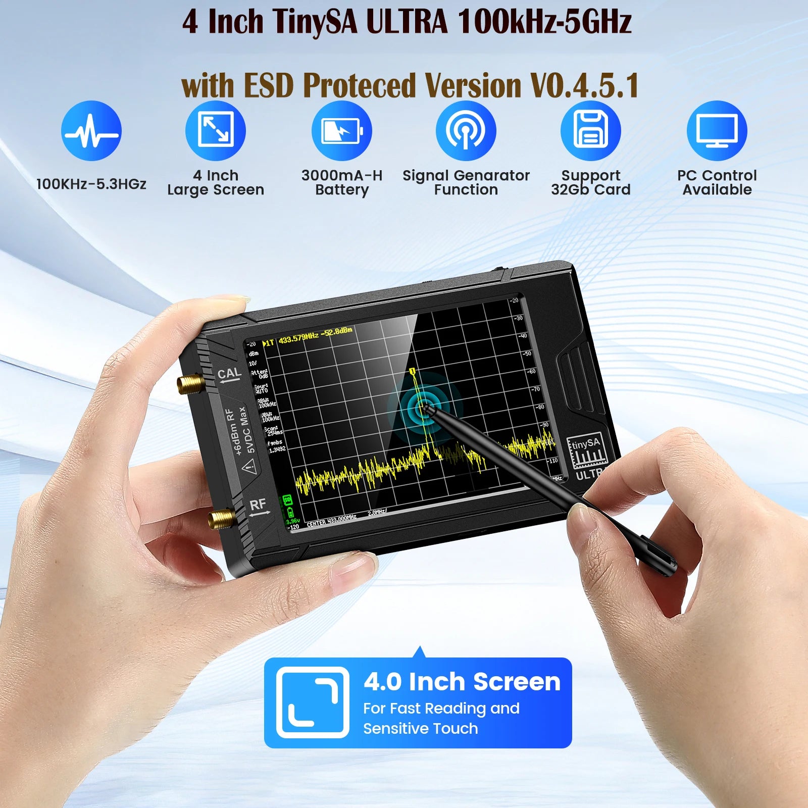 Spectrum Analyzer, 28/4 inch Scherm, Bereik van 100kHz tot 53GHz