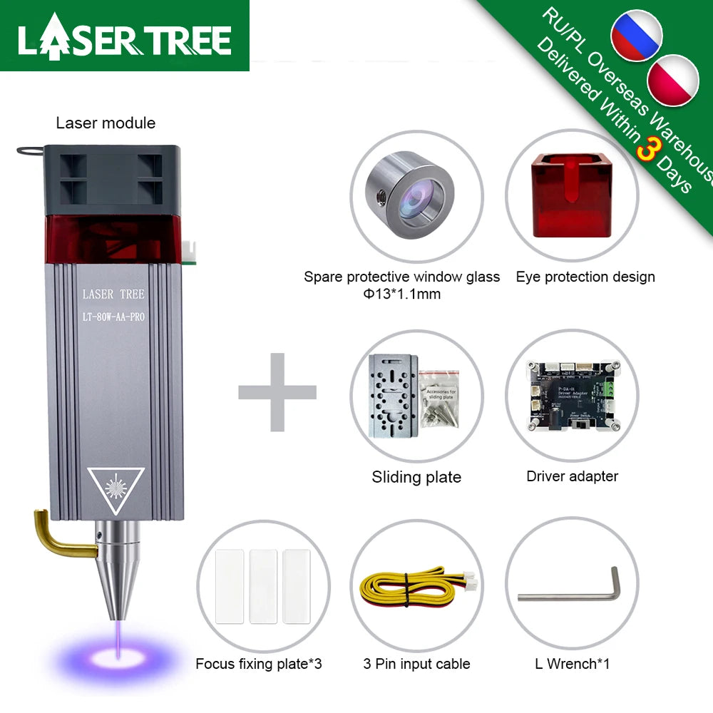 Laser Module, 20W Optisch Vermogen, Blauw Licht 450nm