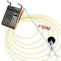 Audio mixer, UHF draadloze microfoon, USB Bluetooth