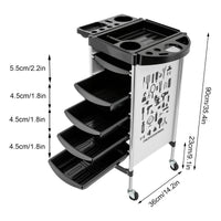 Salon Trolley, 5 uittrekbare lades, inklapbare gereedschapshouders