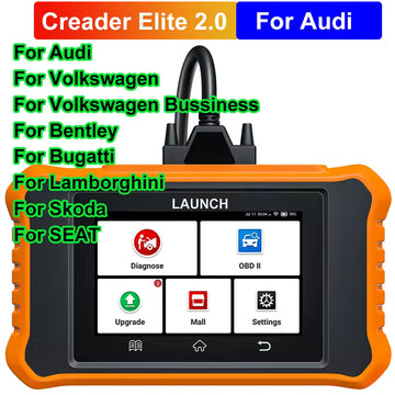 LAUNCH X431 Elite 2.0 Full System Car Diagnostic Tools Auto OBD OBD2 Scanner ECU Coding Lifetime Free Update, For Audi Serial