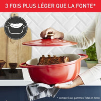 Tefal E2548904 Air Cocotte Légere Ovaal 30x23 cm, Rode aluminium gietijzer, geschikt voor alle warmtebronnen inclusief inductie