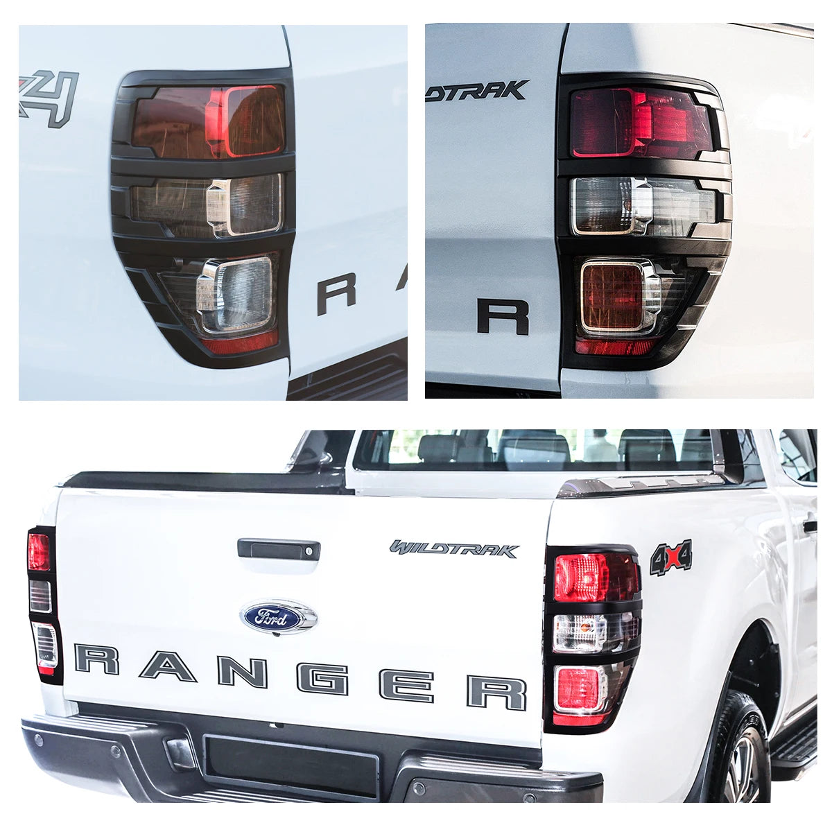 Ford Ranger Achterlicht Cover, Mat Zwart, Geschikt voor 2015-2022 Wildtrak en Raptor