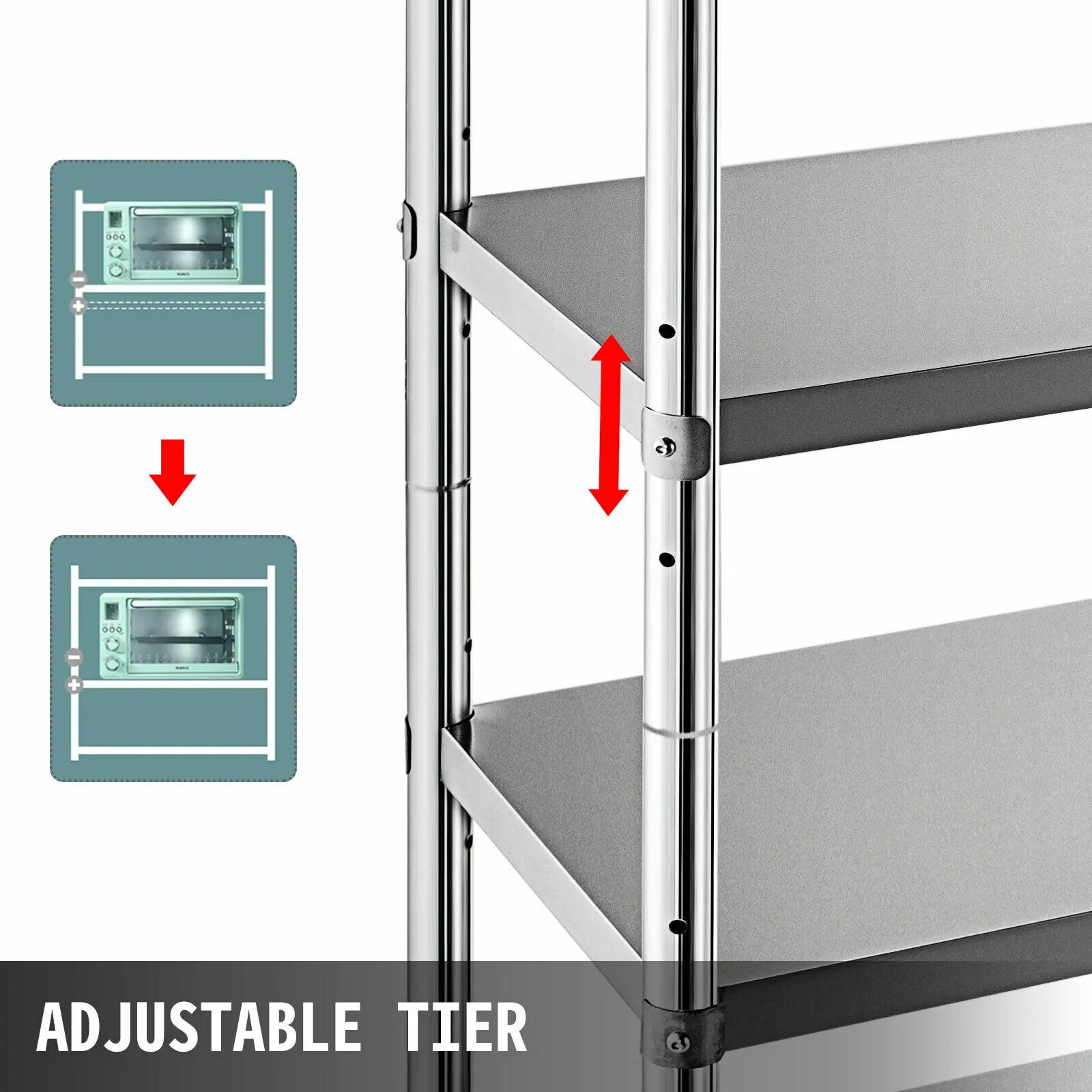 Roestvrijstalen plank, draagvermogen van 330 lbs, kruisbalk ontwerp, ventilatiegaten