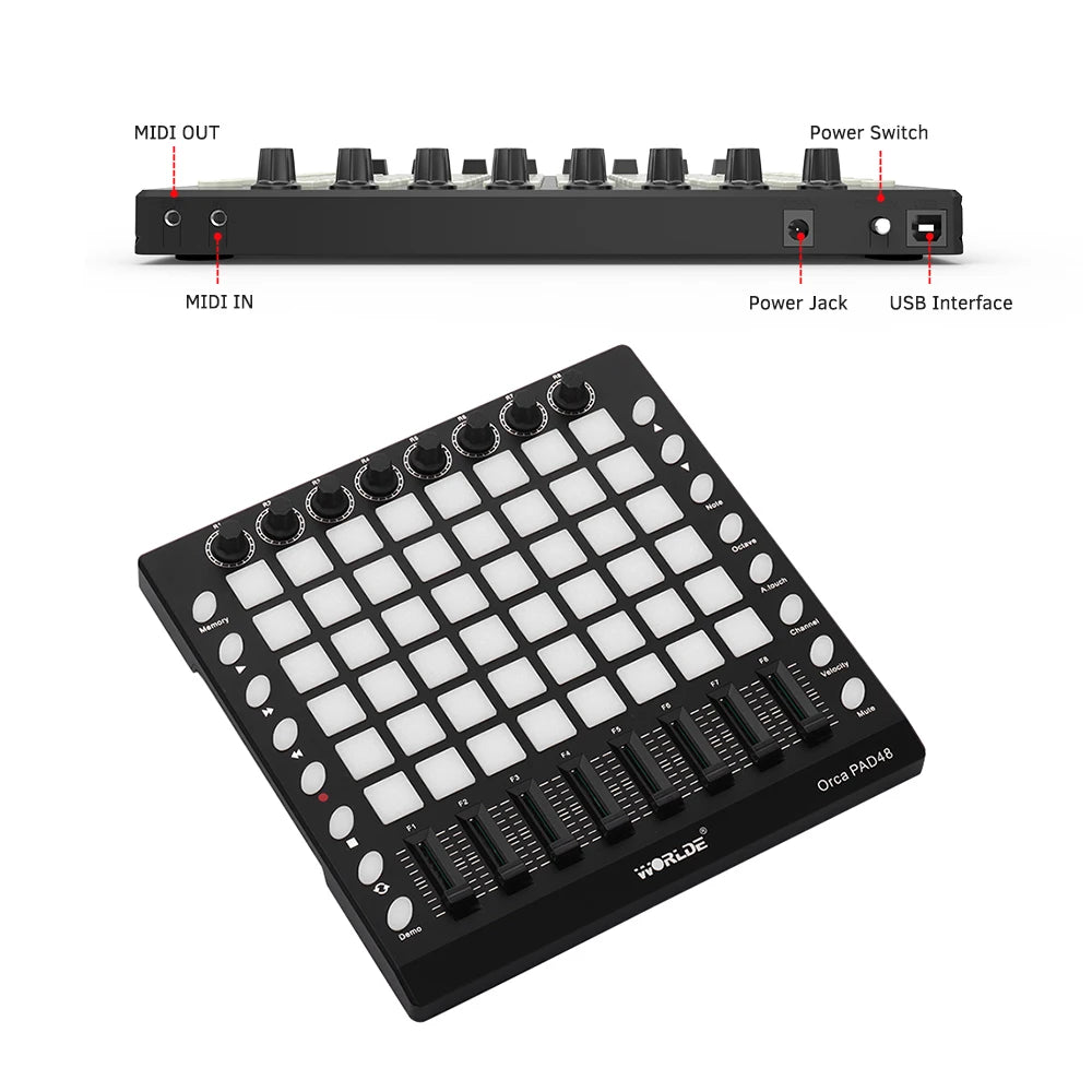 MIDI Drum Pad Controller, Draagbaar, RGB Verlichte Pads